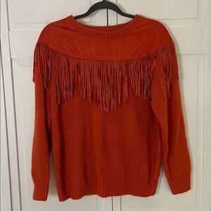 Wrangler Retro Orange Fringe Sweater Medium